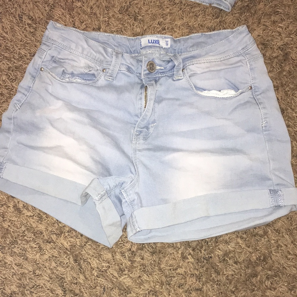 Light wash jean shorts